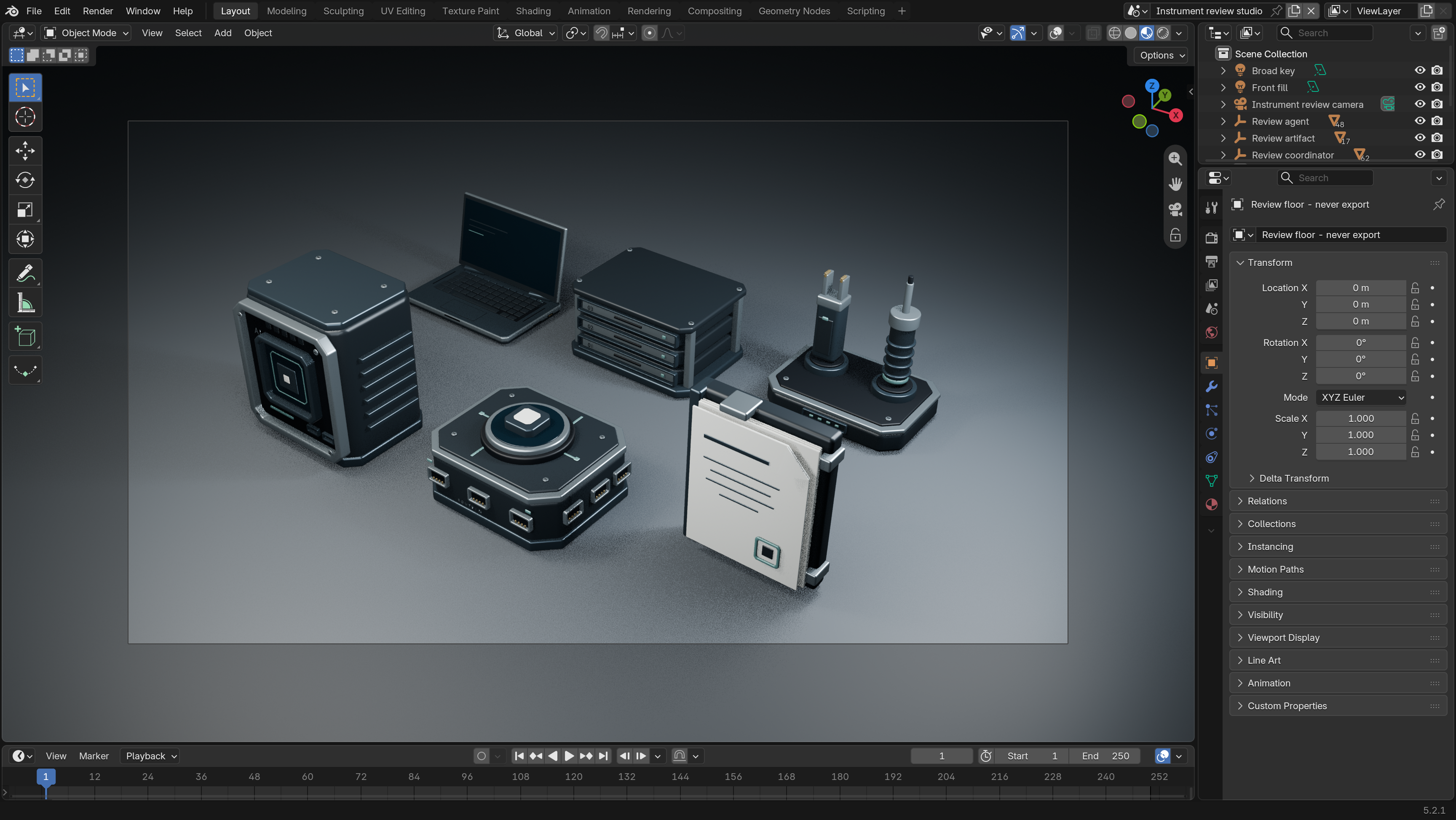 Blender editor showing the refined archive and optimized bevel geometry.